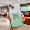 thumbnail image 1 of Dteck Compatible Case For iPhone 13 Pro,Camera Lens Protector Luxury Gradient PC+TPU Dustproof Shockproof Bumper Frame Back with Bow Tie Cover.For iPhone 13 Pro,Green, 1 of 5
