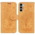 thumbnail image 1 of Dteck Compatible Flip Wallet Case for Motorola Moto G200 5G,Luxury Flower Embossed PU Leather Card Kickstand Protection Cover with Wirst Strap.For MOTO G200 5G,Yellow, 1 of 7