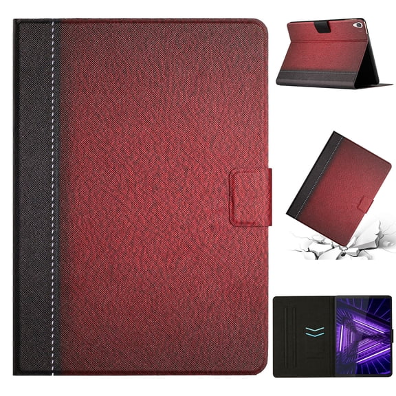 Dteck Compatible with Lenovo Tab M10 (3rd Gen) 10.1" 2022 Case Cover, Folding Kickstand Auto Wake Sleep PU Leather Anti-Shock Protective Wallet Case with Card Holder, Red