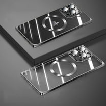 Dteck Compatible with Magsafe Case for iPhone 12 Pro Max, Slim Crystal Clear Electroplated Plating Cover Camera Lens Protector, Magnetic Shockproof Phone Cases iPhone 12 Pro Max, Black