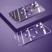 Dteck Compatible with Magsafe Case for iPhone 14 Pro Max, Slim Crystal Clear Electroplated Plating Cover Camera Lens Protector, Magnetic Shockproof Phone Cases iPhone 14 Pro Max, Darkpurple