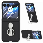 Dteck Compatible Phone Case for Motorola Razr 40 Ultra 2023 Case with Ring Stand,Slim Lightweight Hard PC Protective Ring Case for Motorola Razr 40 Ultra Cover Case,Black