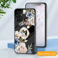thumbnail image 1 of Dteck Compatible with Samsung A13 5G Case, Shockproof Girls Women Drop Protective Flower Pattern Glass Back Cover With Diamond Ring Kickstand For Galaxy A13 5G Case, Black flower bush, 1 of 7