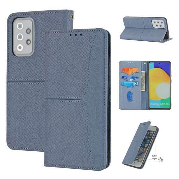 Dteck Compatible with Samsung Galaxy A52 4G,Samsung Galaxy A52 5G Flip Wallet Case with Wrist Strap,Shockproof PU Leather Magnetic Closure Folio Card Slots Kickstand Phone Case,Grey