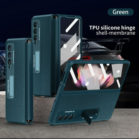 Dteck Compatible with Samsung Galaxy Z Fold 4 Case, Full Body PC & TPU Shockproof Cover +All-Inclusive Magnetic Hinge Protection, Magnetic Kickstand Cover Case for Samsung Galaxy Z Fold 4, Green