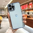 thumbnail image 1 of Dteck Compatible for iPhone 12 Pro Max 6.7 Inch Case Plating Love Heart Phone Case, Fun Cute Pattern Soft TPU Airbag Anti-Fall Shockproof Camera Protective Electroplated Case,Blue, 1 of 7
