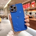 thumbnail image 1 of Dteck Compatible for iPhone 12 Pro Max 6.7 Inch Case Plating Love Heart Phone Case, Fun Cute Pattern Soft TPU Airbag Anti-Fall Shockproof Camera Protective Electroplated Case,Darkblue, 1 of 4