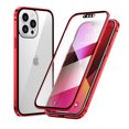 thumbnail image 1 of Dteck Compatible with iPhone 13 Pro Max Magnetic Case, Double Sided Clear HD Tempered Glass Screen Protector Magnet Metal Bumper Magnetic Absorption Phone Case for iPhone 13 Pro Max,,Red, 1 of 1