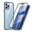 thumbnail image 1 of Dteck Compatible with iPhone 13 Pro Max Magnetic Case, Double Sided Clear HD Tempered Glass Screen Protector Magnet Metal Bumper Magnetic Absorption Phone Case for iPhone 13 Pro Max,Light Blue, 1 of 7
