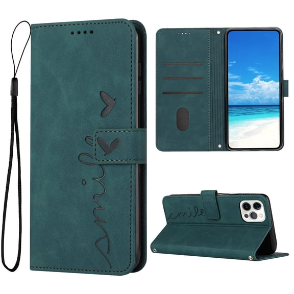 Dteck Compatible for iPhone 14 Pro Luxury Wallet Case,[Kickstand][Wrist Strap][Card Holder Slots] TPU Interior Protective PU Leather Folio Flip Cover for iPhone 14 Pro, Green