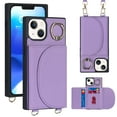 thumbnail image 1 of Dteck Compatible with iPhone 14 Pro Max Wallet Case Crossbody Leather with Card Holder, Shockproof Purse Kickstand Removable Shoulder Strap Case Protective Back Cover with Rotate Ring Stand, Purple, 1 of 7