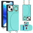 thumbnail image 1 of Dteck Compatible with iPhone 14 Wallet Case Crossbody Leather with Card Holder, Shockproof Purse Kickstand Removable Shoulder Strap Case Protective Back Cover with Rotate Ring Stand, Green, 1 of 7