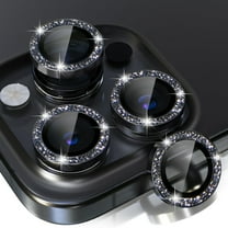 Dteck Compatible for iPhone 15 Plus Camera Lens Protector,Bling Glitter 9H Tempered Glass Camera Cover Screen Protector Metal Ring HD Clear Case Friendly,Black