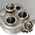 thumbnail image 1 of Dteck Compatible for iPhone 15 Plus Camera Lens Protector,Bling Glitter 9H Tempered Glass Camera Cover Screen Protector Metal Ring HD Clear Case Friendly,Gold, 1 of 5