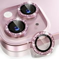 thumbnail image 1 of Dteck Compatible for iPhone 16 Pro Camera Lens Protector,Bling Glitter 9H Tempered Glass Camera Cover Screen Protector Metal Ring HD Clear Case Friendly,Rosegold, 1 of 5