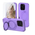 thumbnail image 1 of Dteck Compatible with iPhone 16 Pro Max Case with Screen Protector, Rugged Magnetic Case with Ring Stand Compatible with MagSafe, Heavy-Duty Military Grade Shockproof Phone Kids Cover 6.9 inch,Purple, 1 of 8