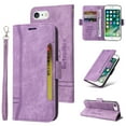 thumbnail image 1 of Dteck Compatible with iPhone 8 Plus/7 Plus 5.5 Inch Wallet Phone Case with Wrist Strap,Premium PU Leather Magnetic Clasp ID Credit Card Holder Slots Flip Stand Protective Phone Cover,Purple, 1 of 15