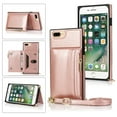 thumbnail image 1 of Dteck Crossbag Case For iPhone 8 Plus / iPhone 7 Plus / iPhone 6 Plus, Premium PU Leather Wallet Case Credit Card Holder Stand Cover, Rosegold, 1 of 9