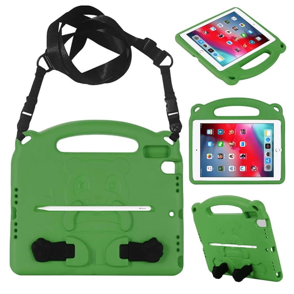 Dteck Crossbody Case For 10.2 iPad 8th Generation / iPad 7th Generation / iPad Pro 10.5 / iPad Air 3, Anti-Drop Shock Proof Light Weight Convertible Handle Kickstand Cover with Shoulder Strap, Green