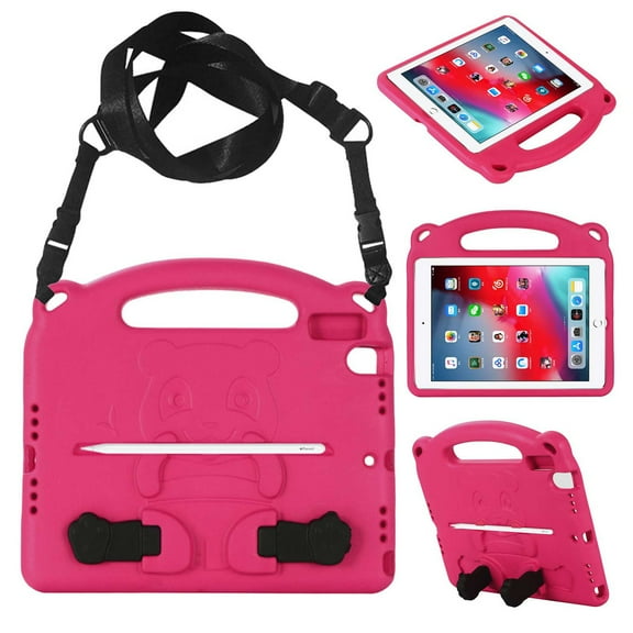 Dteck Crossbody Case For 10.2 iPad 8th Generation / iPad 7th Generation / iPad Pro 10.5 / iPad Air 3, Anti-Drop Shock Proof Light Weight Convertible Handle Kickstand Cover with Shoulder Strap, Rose