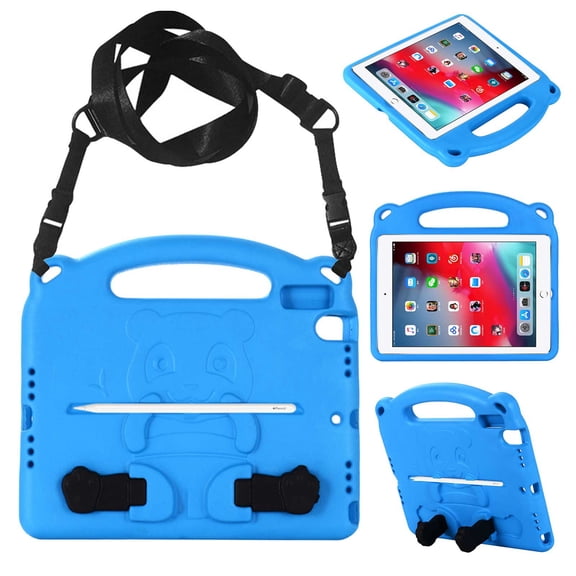 Dteck Crossbody Case For 10.2 iPad 8th Generation / iPad 7th Generation / iPad Pro 10.5 / iPad Air 3, Anti-Drop Shock Proof Light Weight Convertible Handle Kickstand Cover with Shoulder Strap, Blue