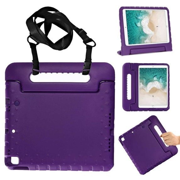 Dteck Crossbody Case For 10.2 inch iPad 8th Generation / iPad 7th Generation / iPad Air 3 / iPad Pro 10.5 inch, Kids Shock Proof Protective Light Weight Cover Handle Stand with Shoulder Strap, Purple