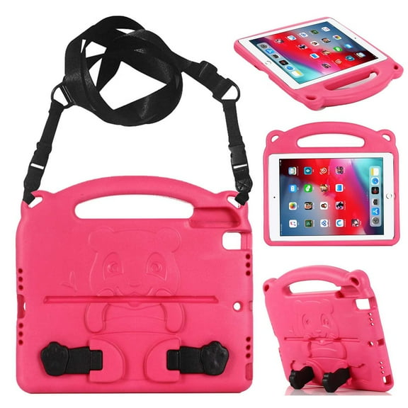 Dteck Crossbody Case For 9.7 inch iPad 6th Generation / iPad 5th Generation / iPad Air 2 / iPad Air 1st, Anti-Drop Shock Proof Light Weight Handle Kickstand Cover with Shoulder Strap, Rose