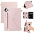 thumbnail image 1 of Dteck Crossbody Handbag Case for iPad Air 11 inch M2 (2024) Air 6th Generation, Folio Stand PU Leather Hand Strap Cover Crossbody Case w/Pencil Holder Card Slots Wallet Carrying Sleeve Bag Case, Pink, 1 of 8
