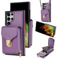 thumbnail image 1 of Dteck Crossbody Shoulder Strap Wallet Case for S22 Ultra, RFID Blocking Leather Purse Case with Card Holder Protective Handbag Flip Stand Cover with Zipper Pocket for Women Girls Men, Purple, 1 of 9