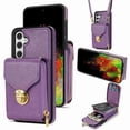 thumbnail image 1 of Dteck Crossbody Shoulder Strap Zipper Pocket Wallet Case for Samsung S24 Plus 5G, RFID Blocking Leather Purse Case with Card Holder Protective Handbag Flip Stand Cover for Women Girls Men, Purple, 1 of 5