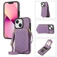 thumbnail image 1 of Dteck Crossbody Strap for Apple iPhone 13 Case for Women, Shockproof Leather Wallet with Card Holder Slots Protective Hidden Mirror Case Adjustable Lanyard, Purple, 1 of 9