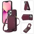 thumbnail image 1 of Dteck Crossbody Strap for Apple iPhone 13 Pro Max Case for Women, Shockproof Leather Wallet with Card Holder Slots Protective Case Adjustable Lanyard, Winred, 1 of 9