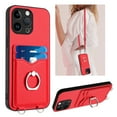 thumbnail image 1 of Dteck Crossbody Strap Case for iPhone 11 Pro, Shockproof Leather Case Card Slots Wallet Back with Ring Holder Kickstand Cover for iPhone 11 Pro ,Red, 1 of 6