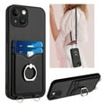 thumbnail image 1 of Dteck Crossbody Strap Case for iPhone 13, Shockproof Leather Case Card Slots Wallet Back with Ring Holder Kickstand Cover for iPhone 13 ,Black, 1 of 6