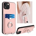 thumbnail image 1 of Dteck Crossbody Strap Case for iPhone 14, Shockproof Leather Case Card Slots Wallet Back with Ring Holder Kickstand Cover for iPhone 14 ,Rosegold, 1 of 6