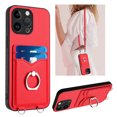 thumbnail image 1 of Dteck Crossbody Strap Case for iPhone 11 Pro Max, Shockproof Leather Case Card Slots Wallet Back with Ring Holder Kickstand Cover for iPhone 11 Pro Max ,Red, 1 of 6