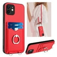 Dteck Crossbody Strap Case for iPhone 12 mini, Shockproof Leather Case