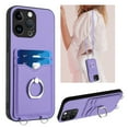 thumbnail image 1 of Dteck Crossbody Strap Case for iPhone 13 Pro, Shockproof Leather Case Card Slots Wallet Back with Ring Holder Kickstand Cover for iPhone 13 Pro ,Purple, 1 of 5
