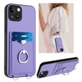 thumbnail image 1 of Dteck Crossbody Strap Case for iPhone 13 mini, Shockproof Leather Case Card Slots Wallet Back with Ring Holder Kickstand Cover for iPhone 13 mini ,Purple, 1 of 6