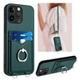 thumbnail image 1 of Dteck Crossbody Strap Case for iPhone 15 Pro, Shockproof Leather Case Card Slots Wallet Back with Ring Holder Kickstand Cover for iPhone 15 Pro ,Green, 1 of 6