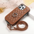 thumbnail image 1 of Dteck Crossbody Strap Wallet Case for iPhone 15 Pro Max,Magnetic Leather Card Slots Pocket Case Shockproof Ring Holder Stand Cover with Shoulder Strap,Brown, 1 of 8
