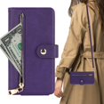 thumbnail image 1 of Dteck Crossbody Wallet Case Compatible with iPhone 12 Pro Max, Premium PU Leather Zipper Folio Wallet with Wrist Strap Shoulder Strap Magnetic Closure Built-in Kickstand Protective Case,Purple, 1 of 5