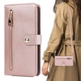 thumbnail image 1 of Dteck Crossbody Wallet Case Compatible with iPhone 13, Premium PU Leather Zipper Folio Wallet with Wrist Strap Shoulder Strap Magnetic Closure Built-in Kickstand Protective Case for iPhone 13,Rosegold, 1 of 5