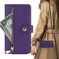 thumbnail image 1 of Dteck Crossbody Wallet Case Compatible with iPhone 13 Pro, Premium PU Leather Zipper Folio Wallet with Wrist Strap Shoulder Strap Magnetic Closure Built-in Kickstand Protective Case,Purple, 1 of 5