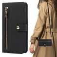 thumbnail image 1 of Dteck Crossbody Wallet Case Compatible with iPhone 14 Pro Max, Premium PU Leather Zipper Folio Wallet with Wrist Strap Shoulder Strap Magnetic Closure Built-in Kickstand Protective Case,Black, 1 of 5