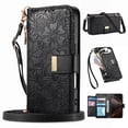 thumbnail image 1 of Dteck Crossbody Wallet Case for Motorola Edge 2024 with Card Holder, Soft Embossing PU Leather Magnetic Closure Strap Zipper Pocket Phone Case Fit for Moto Edge 2024,Black, 1 of 7