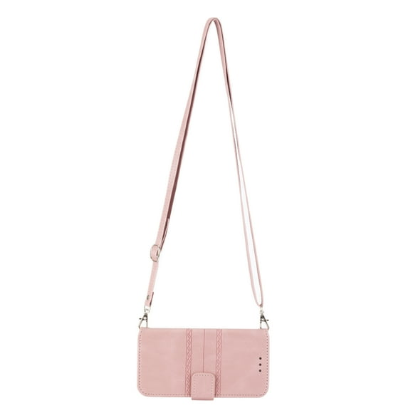 Dteck Crossbody Wallet Case for Samsung Galaxy A14 5G with Credit Card Slot Holder, Magnetic Flip Folio Purse Case, PU Leather Handbag with Detachable Lanyard Strap, Pink