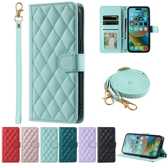 Dteck Crossbody Wallet Case for Samsung Galaxy A23 5G, PU Leather Phone Case with Card Holder Kickstand & Wrist Strapp Cover Magnetic Closure Flip Handbag Purse Shell for Women,Mint