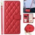 thumbnail image 1 of Dteck Crossbody Wallet Case for Samsung Galaxy A35 with Wrist Strap Shoulder Strap, Multiple Card Slots Folio Purse, Luxury PU Leather Stand Phone Cover for Galaxy A35,Red, 1 of 6