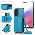 thumbnail image 1 of Dteck Crossbody Wallet Case for Samsung Galaxy A53 5G,Shockproof Leather Card Slots Pocket Case Hybrid Rubber Kickstand Cover with Shoulder Strap,Blue, 1 of 1